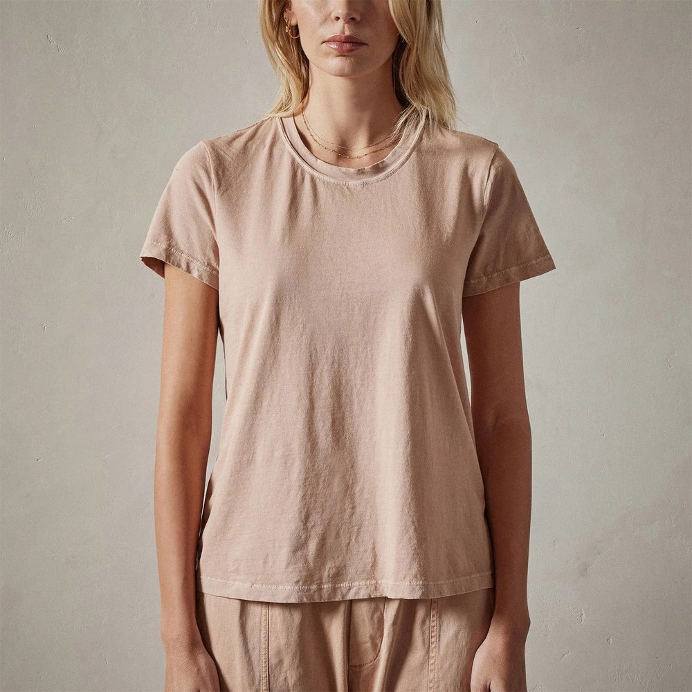 James Perse Women's Vintage Little Boy Soft Cotton Tee T-Shirt in Peach Pigment